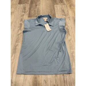 Laura Ashley Golf & Tennis Sleeveless Polo Shirt Women's L Blue‎ UPF 50 NEW